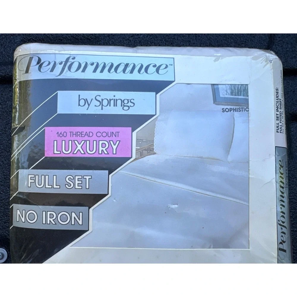 Vintage Performance by Springs Full Sheet Set NOS 160 TC No Iron Embroidered USA